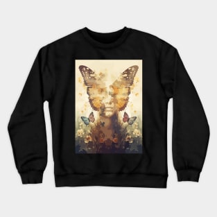 Butterfly Woman Face Abstract Art of Lepidopterist Crewneck Sweatshirt